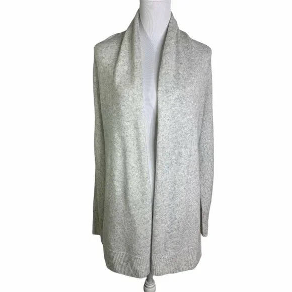 VINCE Gray Cashmere Wool Waist Tie Shawl Collar Cardigan Sweater Womens L New